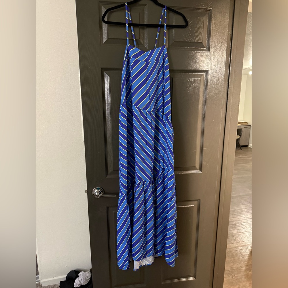 Blue Striped Maxi Dress